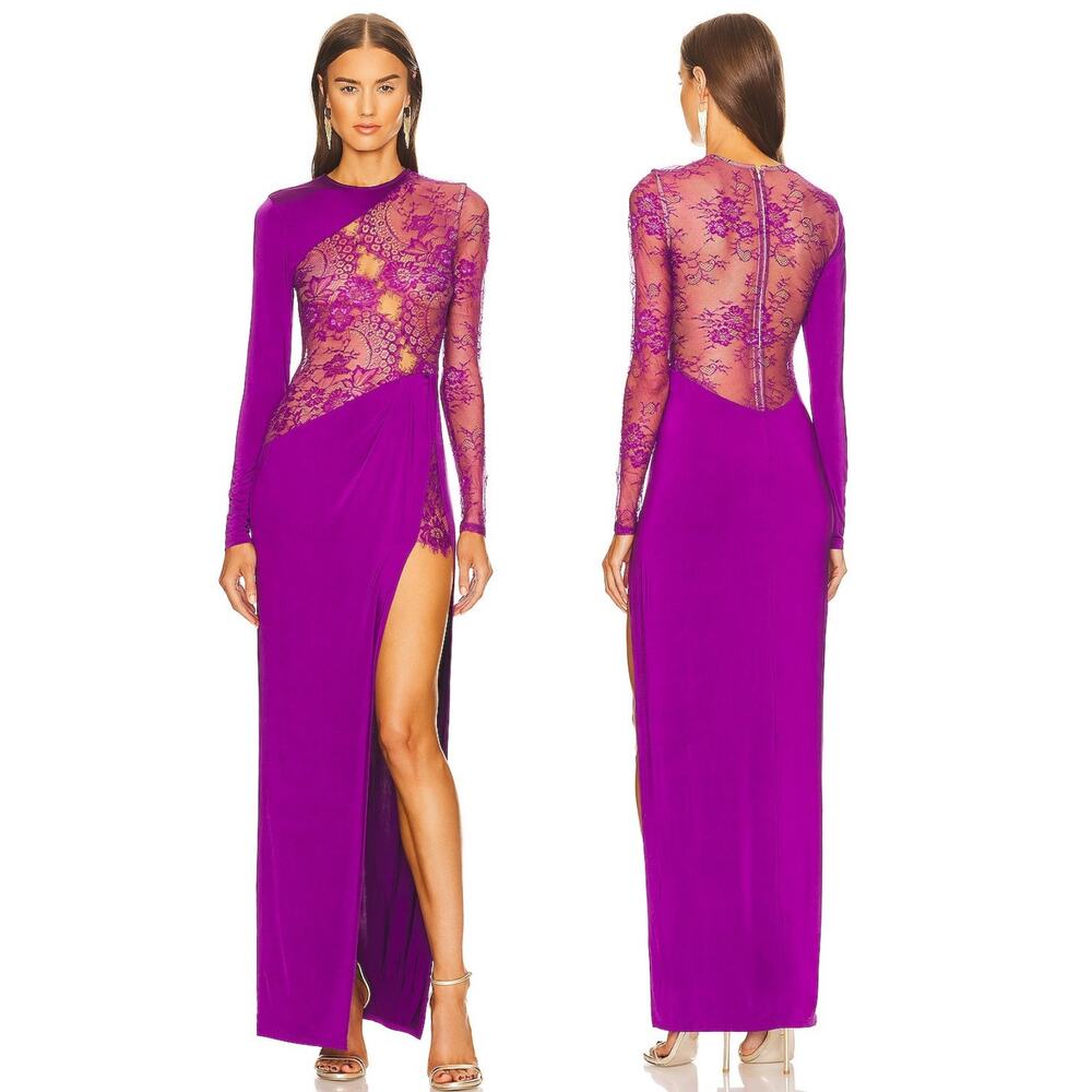 Michael Costello Hillary Gown Lace Party Formal Wedding Guest Cocktail Gala M